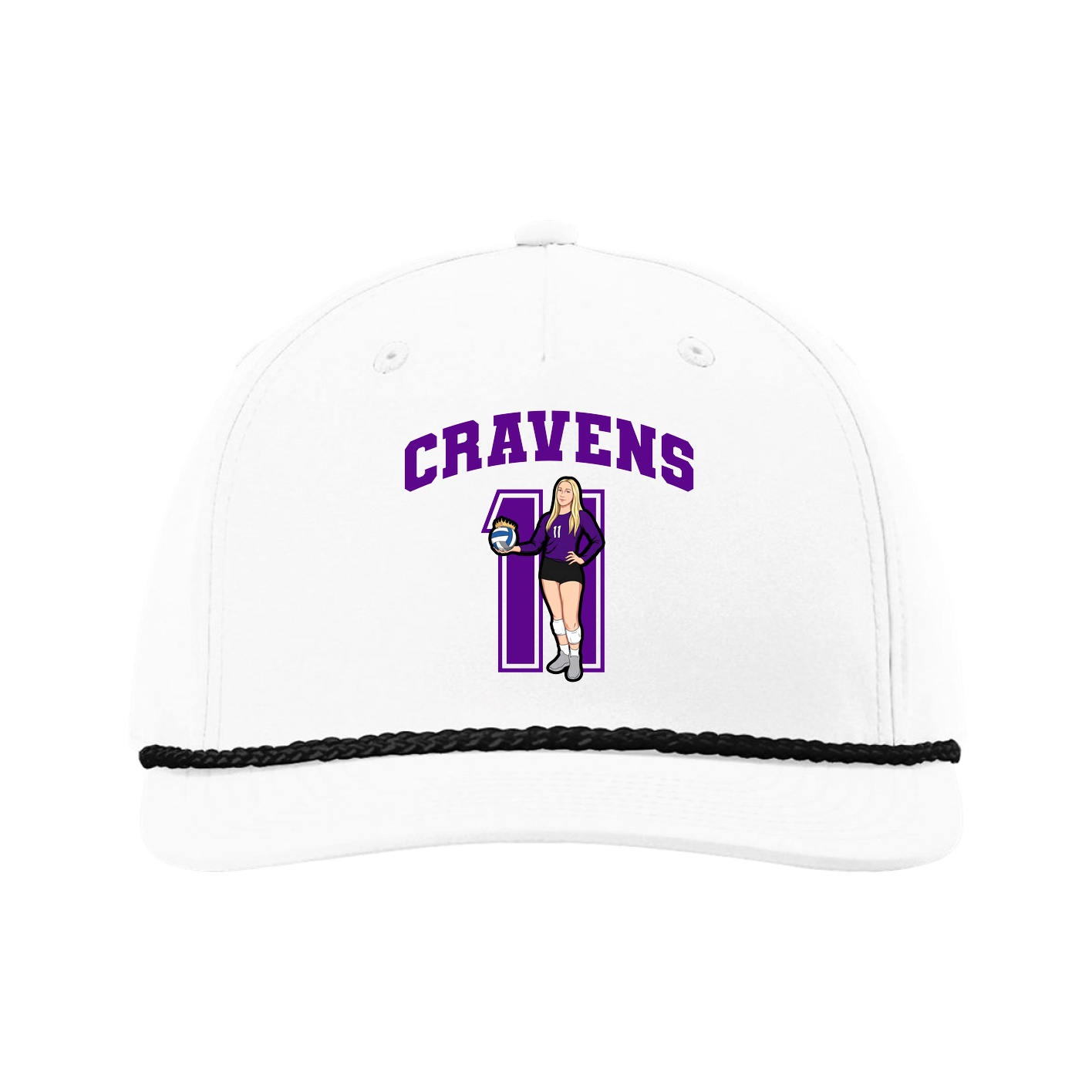 Five-Panel Classic Rope Cap — Number in White