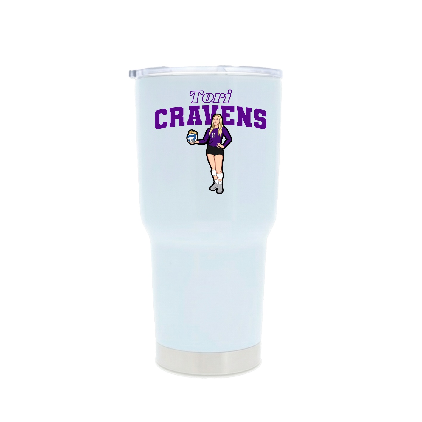 30oz Stainless Steel Tumbler — Name Arch in White