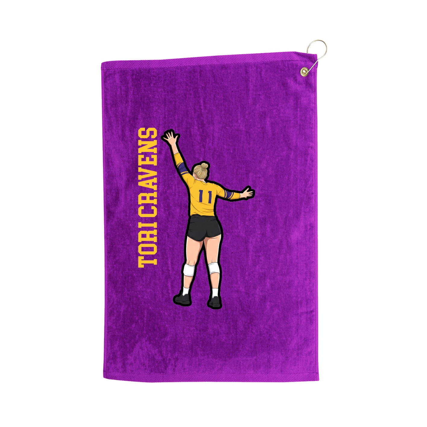 Golf Towel — Name Vertical in Purple