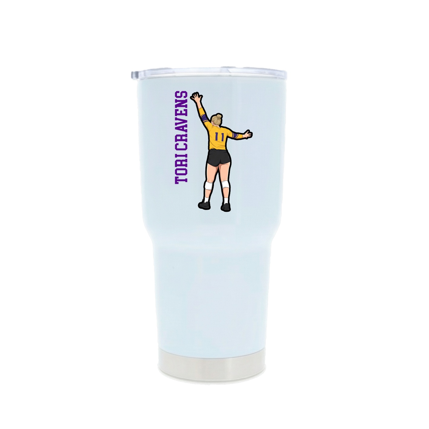30oz Stainless Steel Tumbler — Name Vertical in White