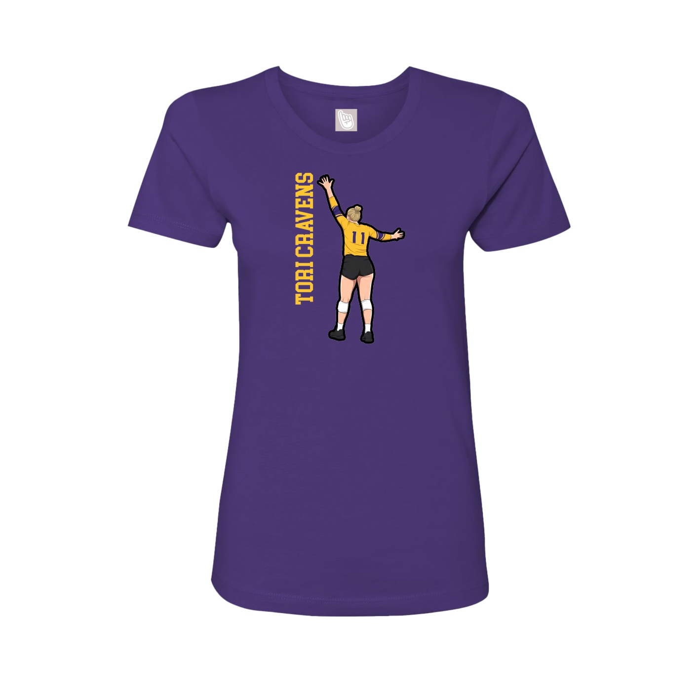 Fitted Women's Tee — Name Vertical in Purple