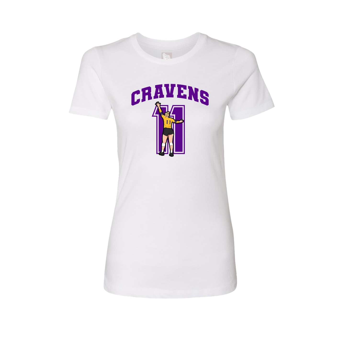 Fitted Women's Tee — Number in White