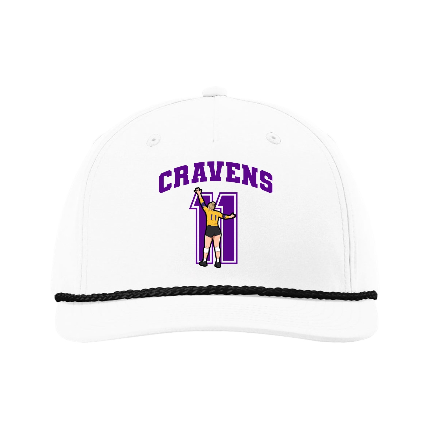 Five-Panel Classic Rope Cap — Number in White