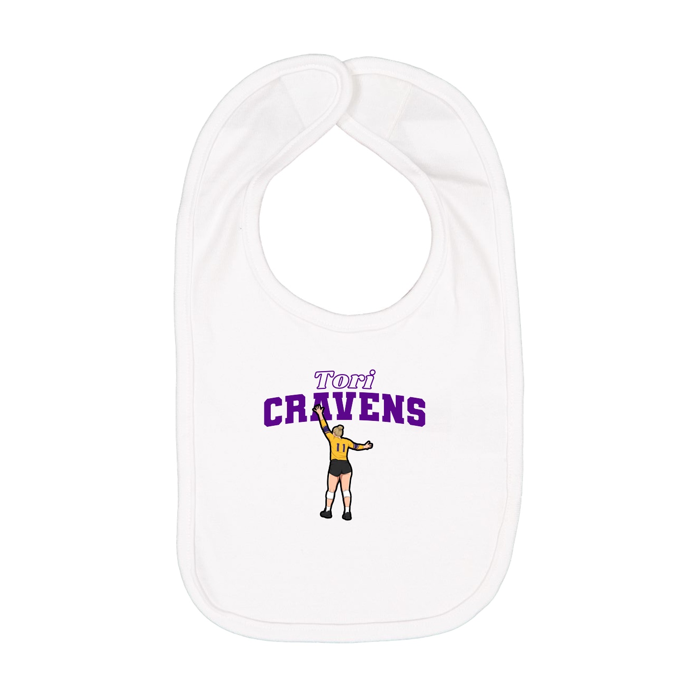 Infant Bib — Name Arch in White