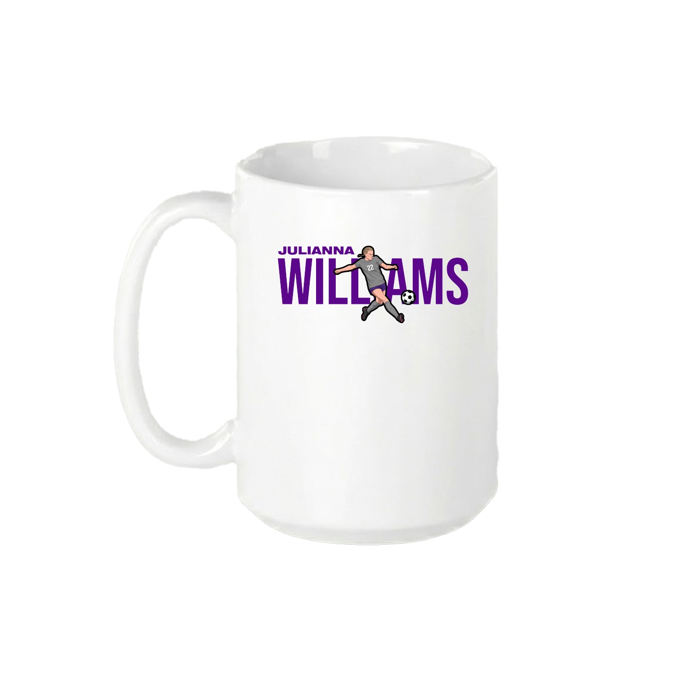 15oz Coffee Mug — Player Name in White