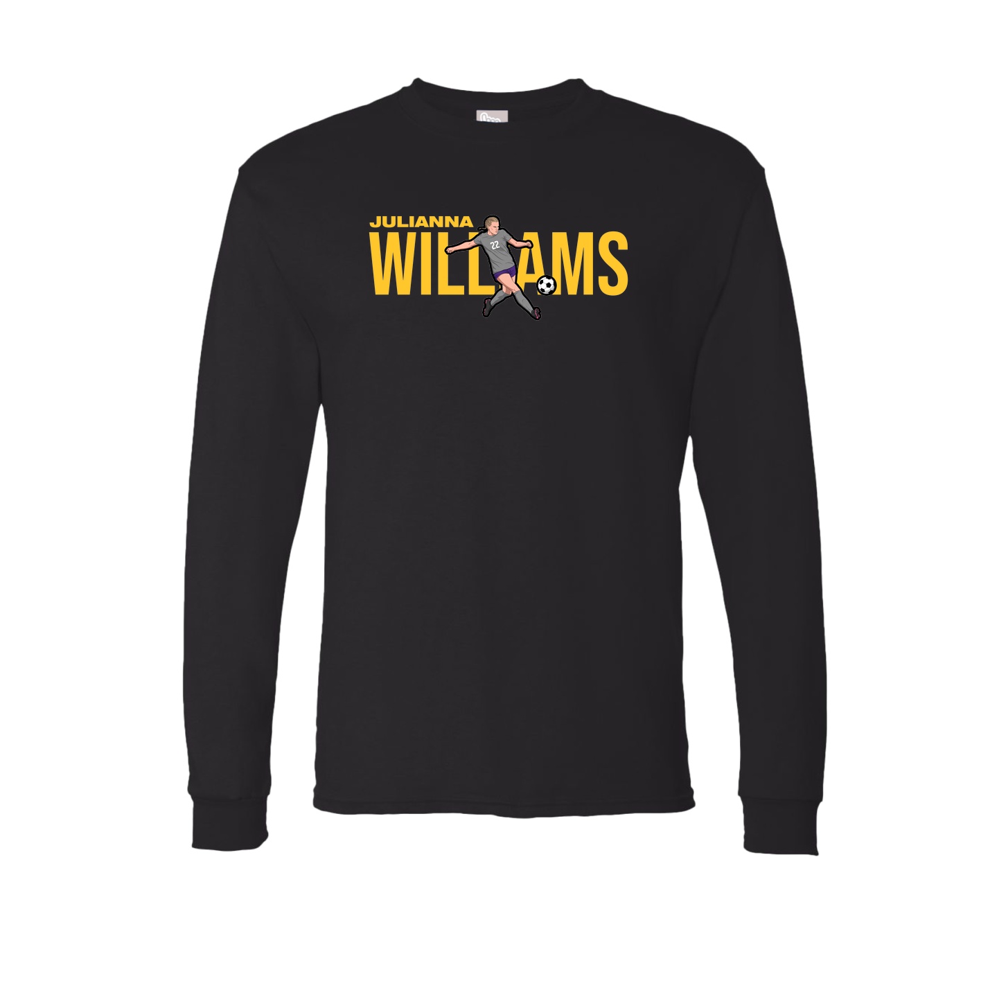 Long Sleeve Tee — Player Name in Black