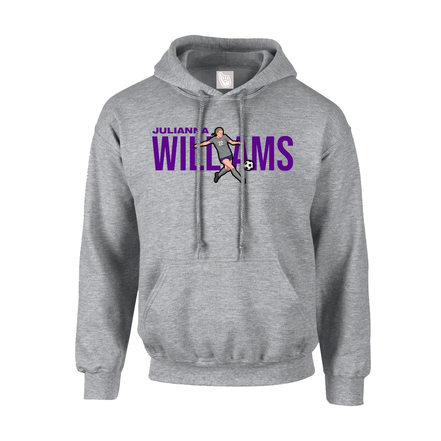 Youth Hoodie — Player Name in Grey