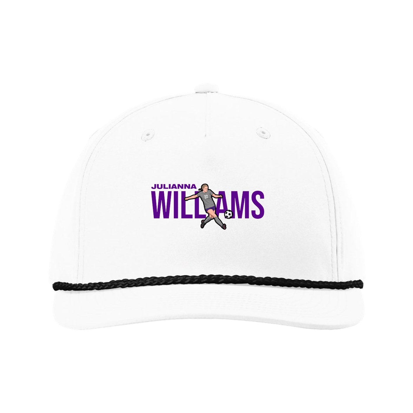 Five-Panel Classic Rope Cap — Player Name in White