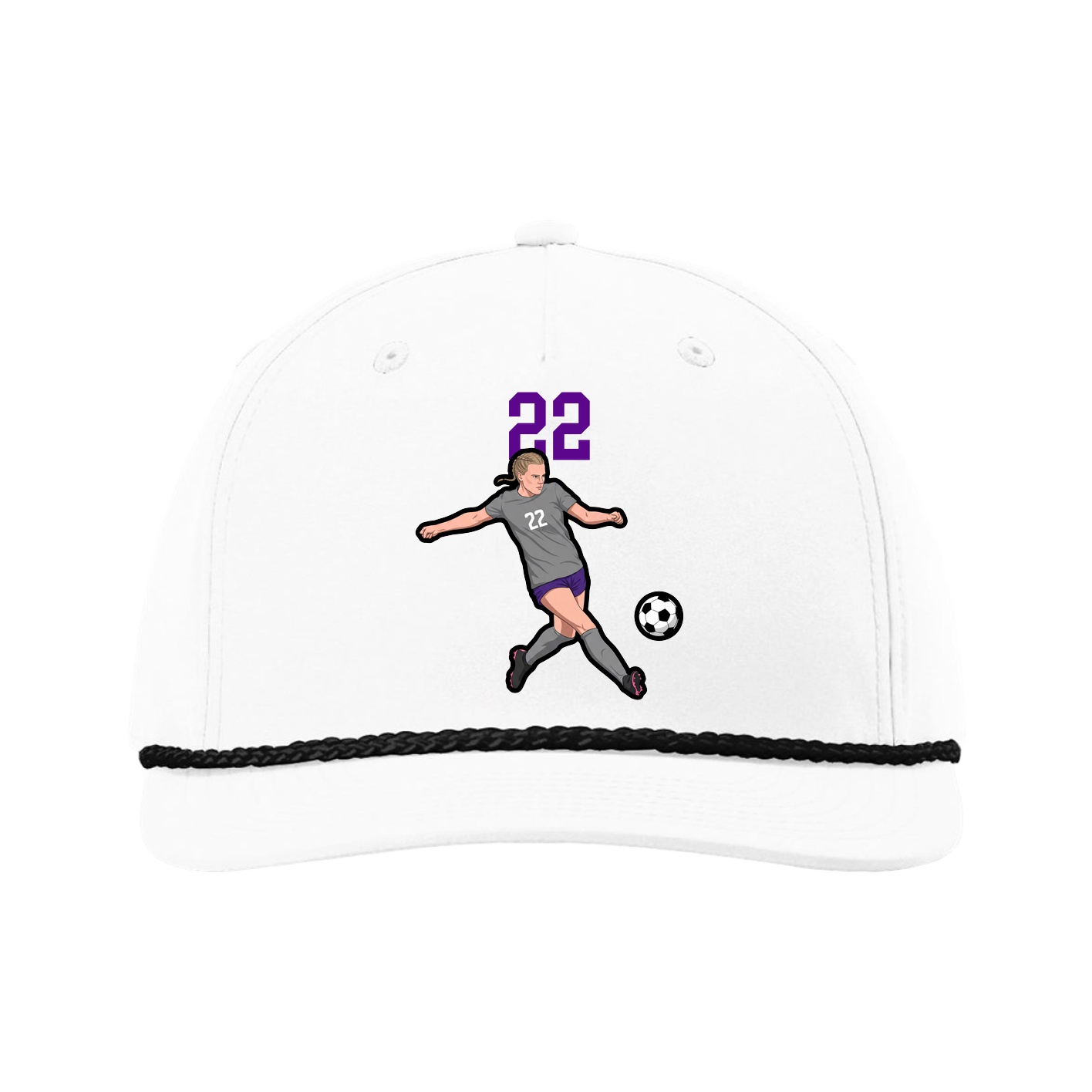 Five-Panel Classic Rope Cap — Number Top in White