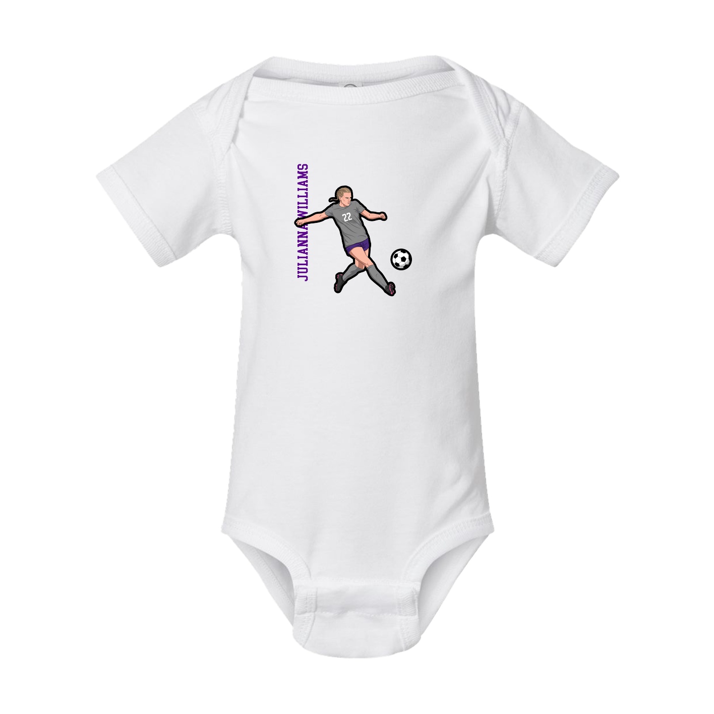 Baby Onesie — Name Vertical in White
