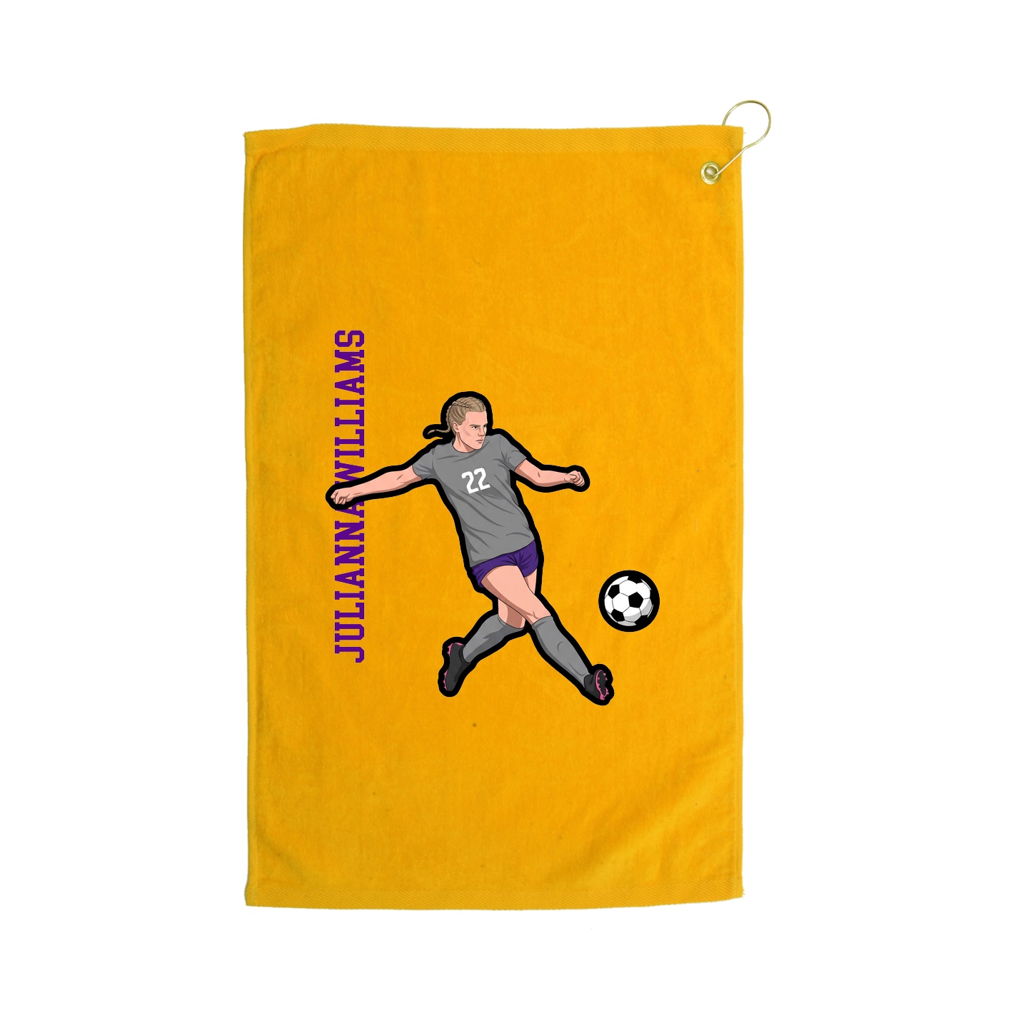 Golf Towel — Name Vertical in Gold