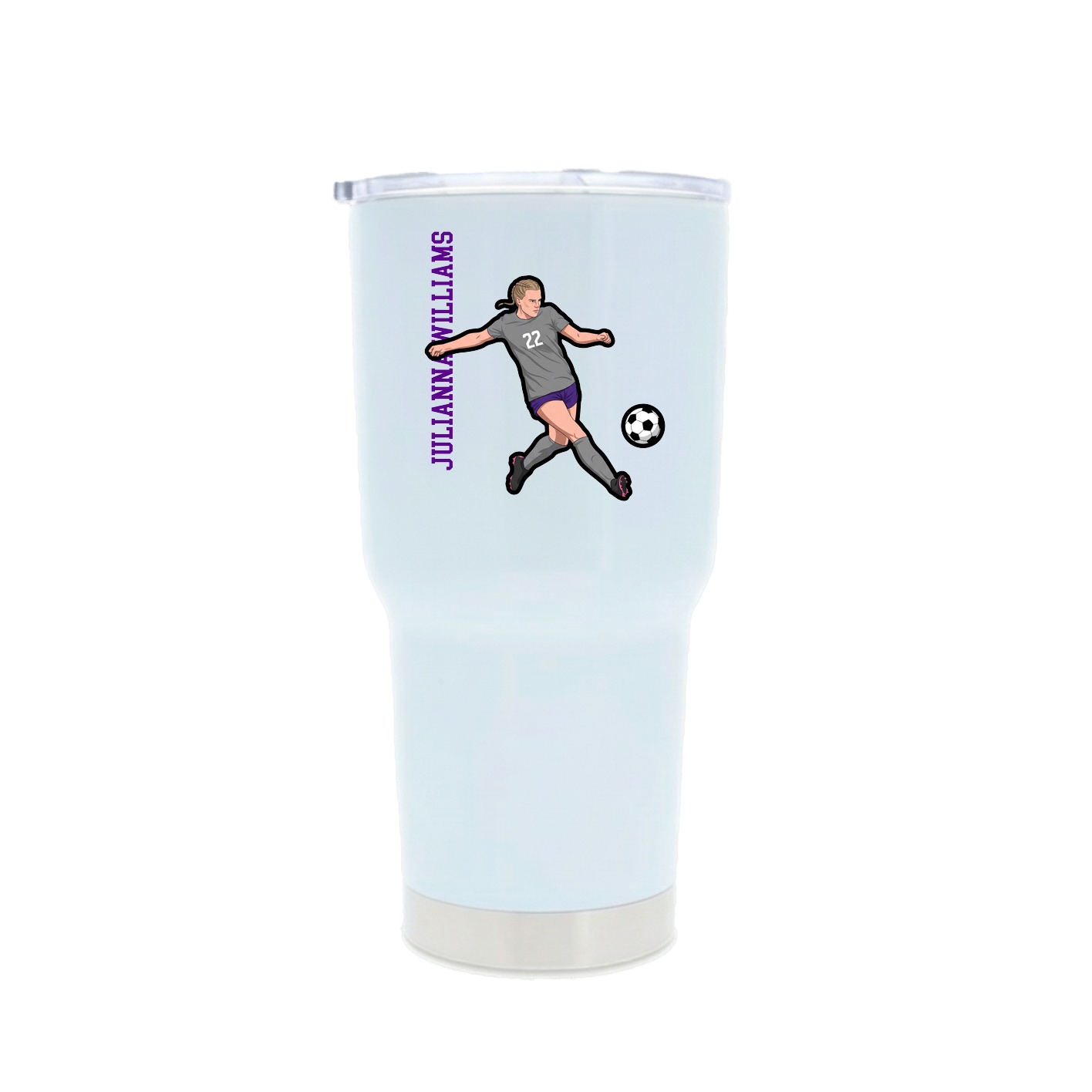 30oz Stainless Steel Tumbler — Name Vertical in White
