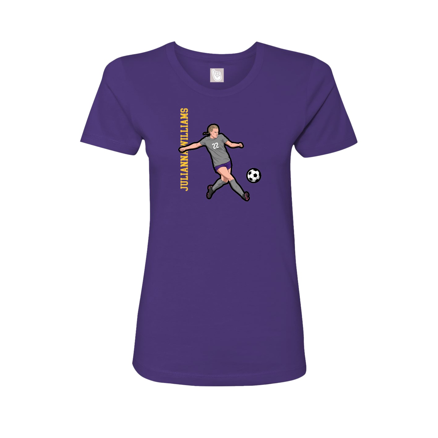 Fitted Women's Tee — Name Vertical in Purple