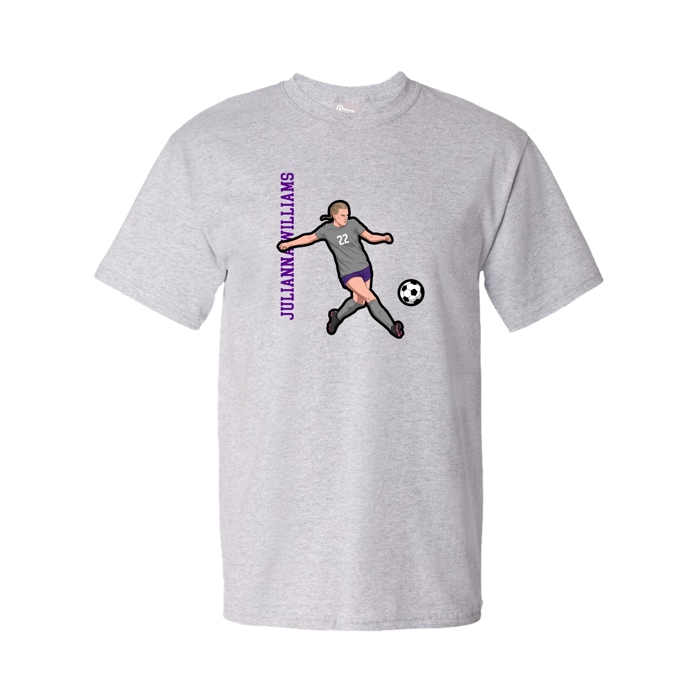 Youth Tee — Name Vertical in Grey