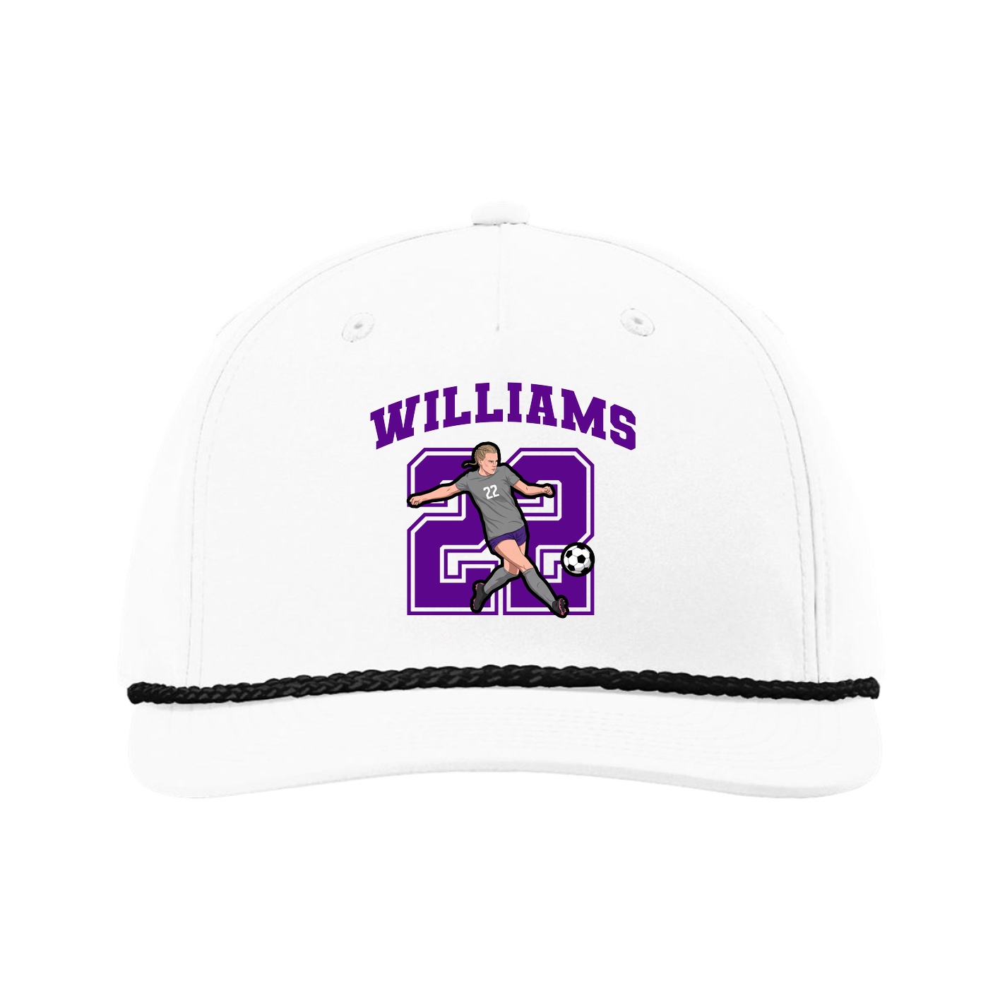 Five-Panel Classic Rope Cap — Number in White