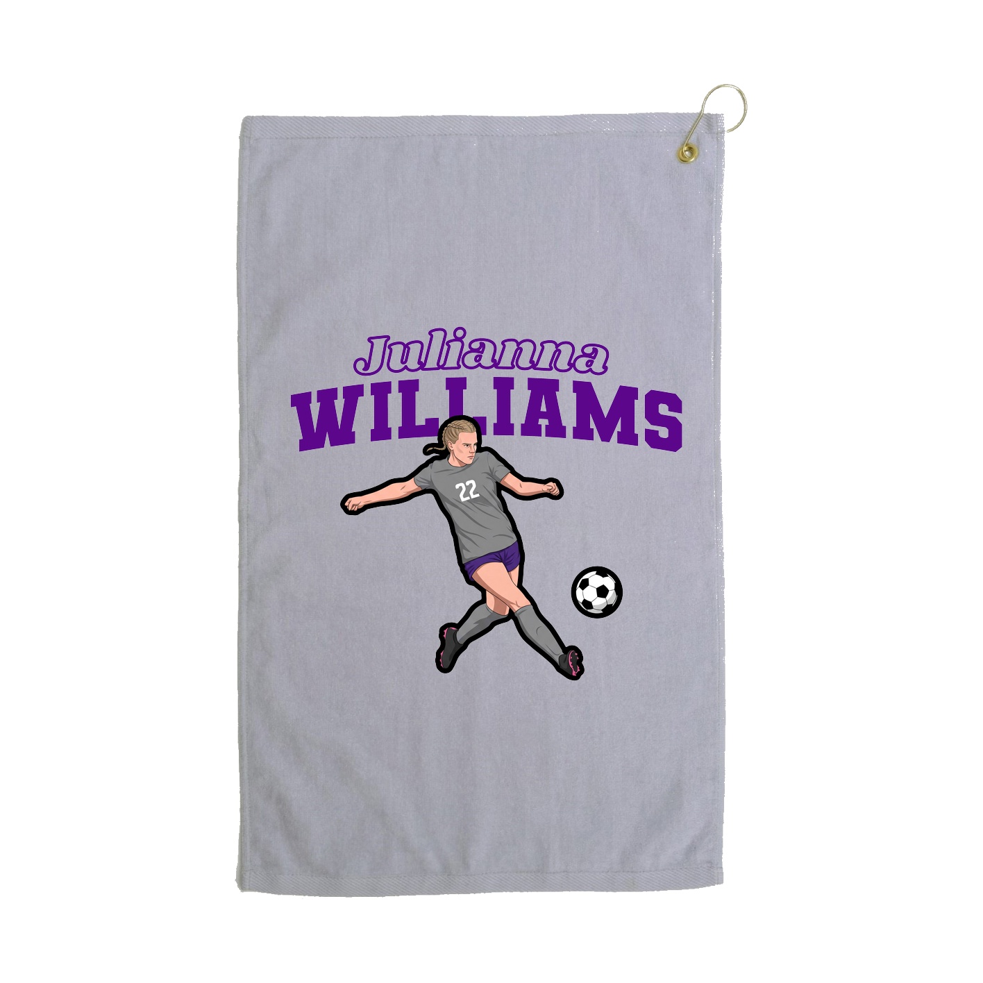 Golf Towel — Name Arch in Grey