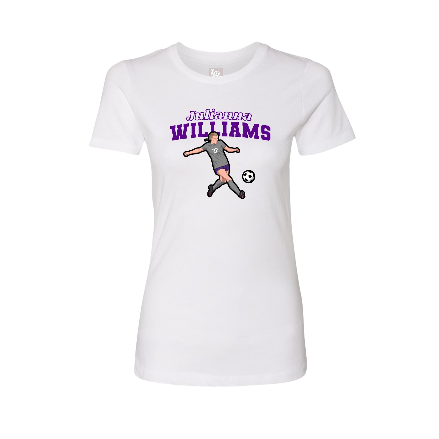 Fitted Women's Tee — Name Arch in White