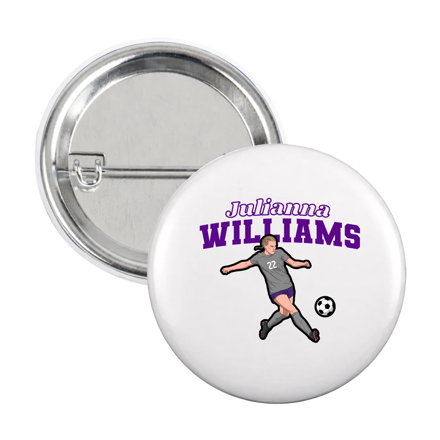 Game Day Button — Name Arch in White