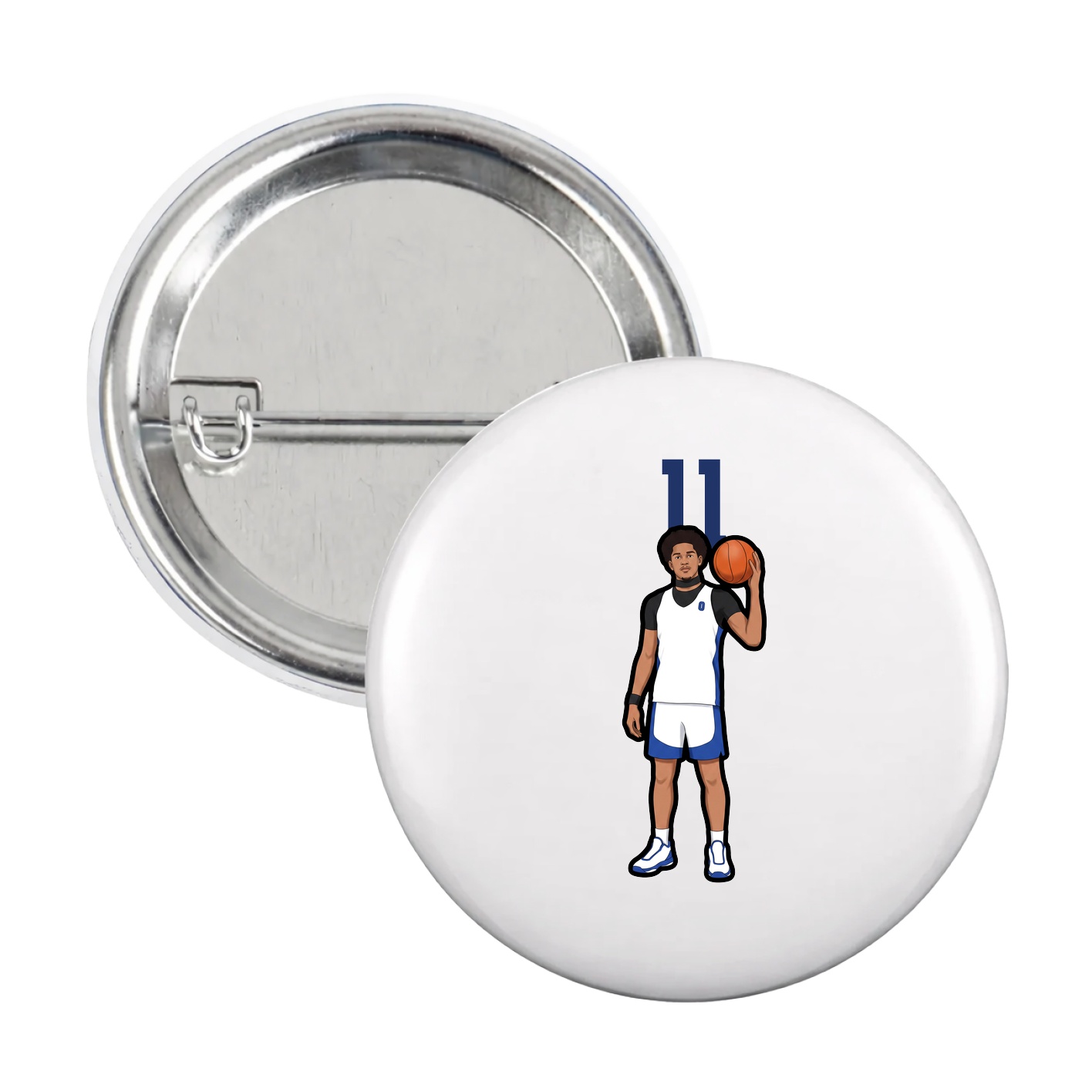 Game Day Button — Number Top in White