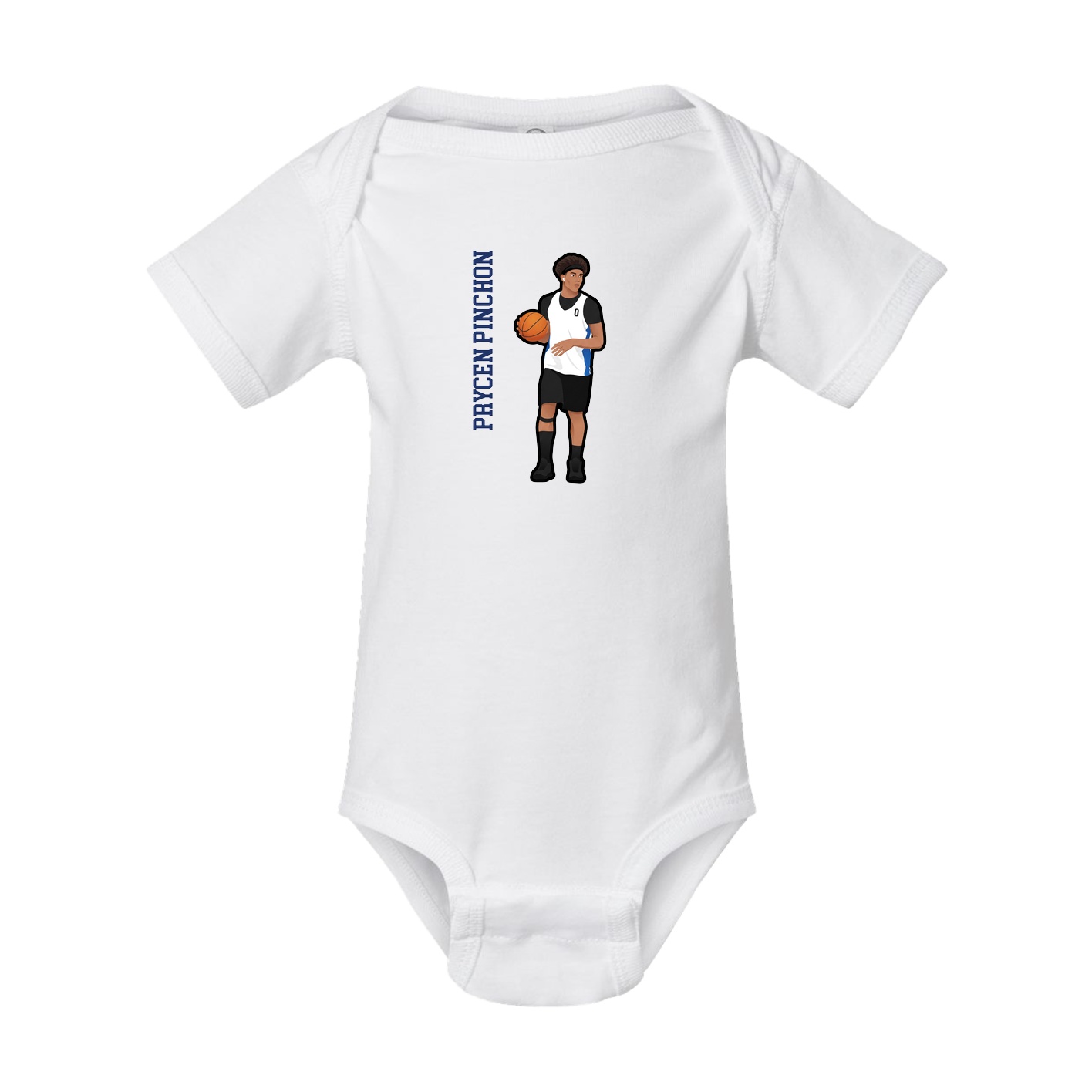 Baby Onesie — Name Vertical in White