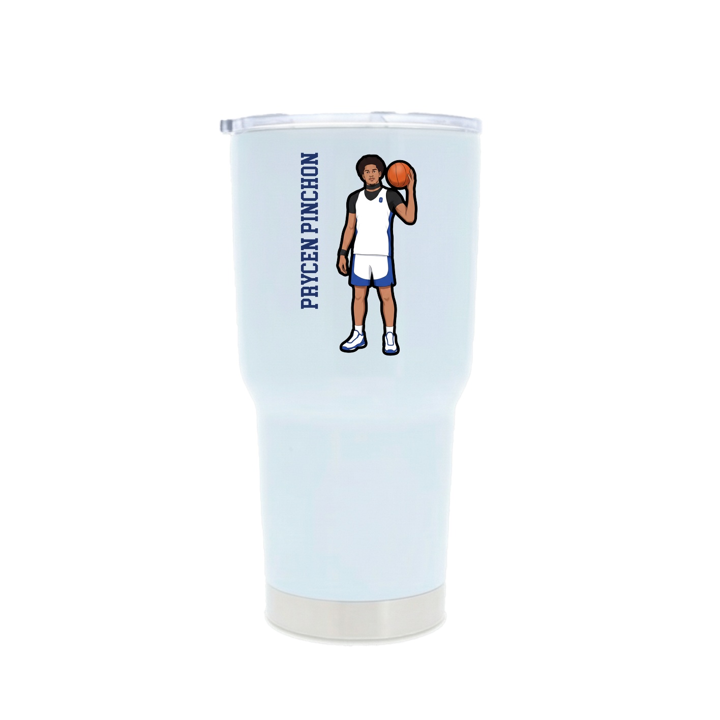 30oz Stainless Steel Tumbler — Name Vertical in White