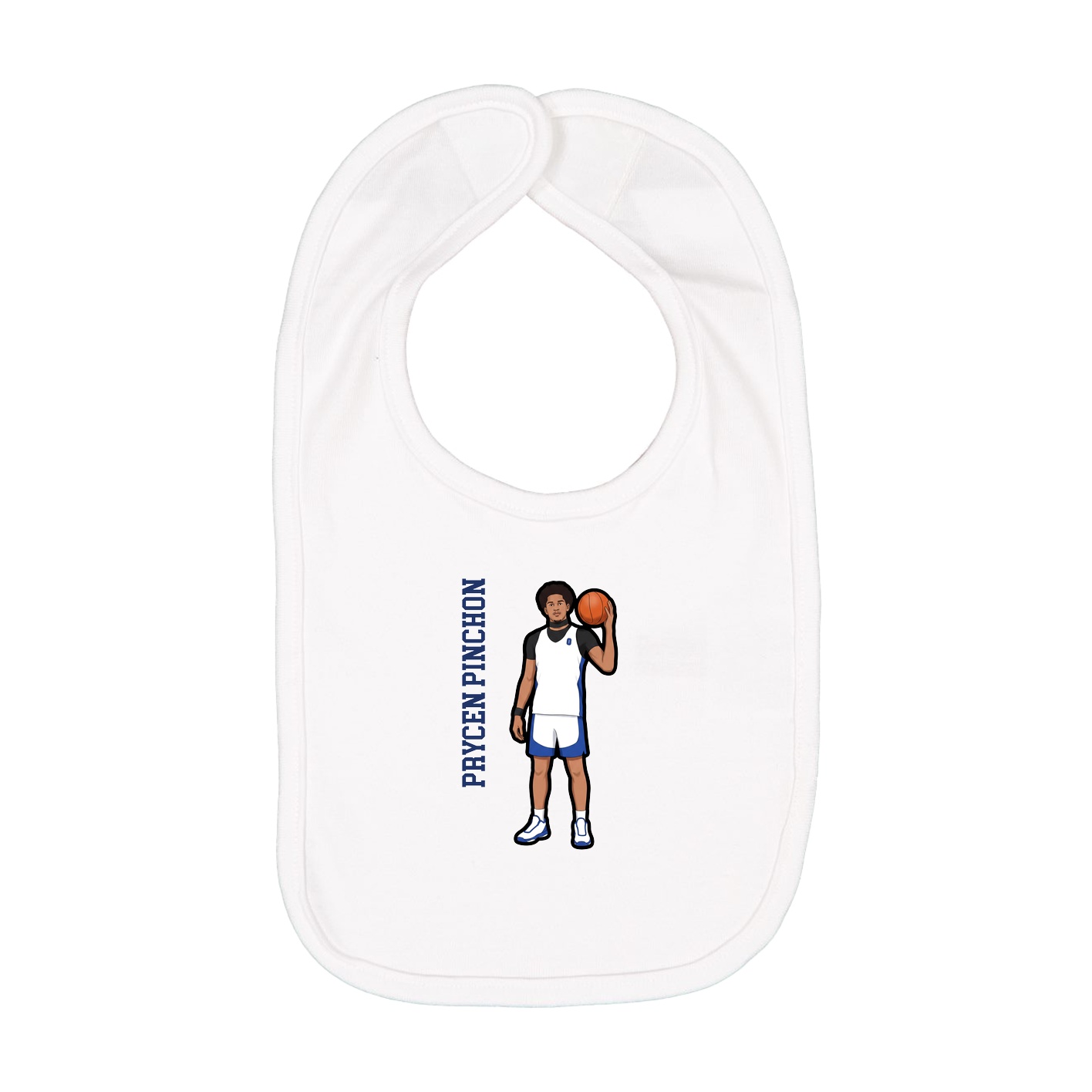 Infant Bib — Name Vertical in White