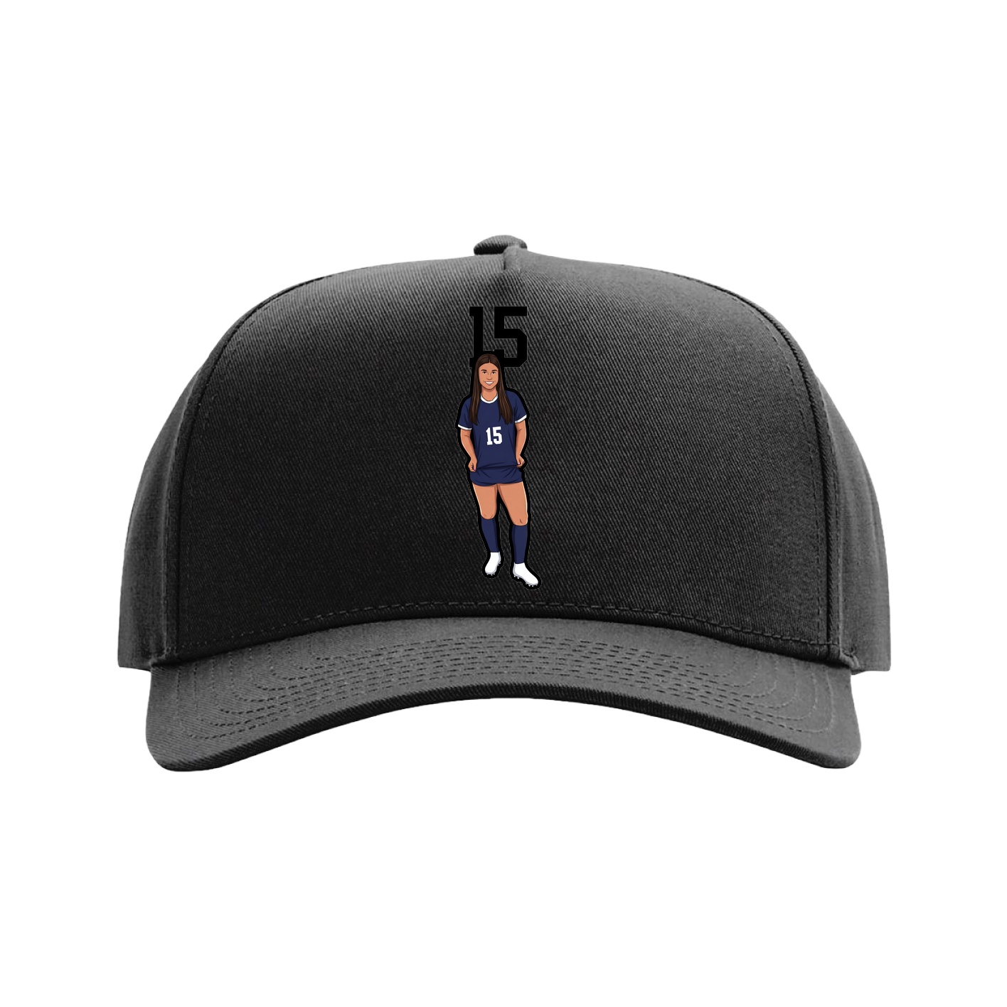 Full Fabric Five-Panel Champ Cap — Number Top in Black