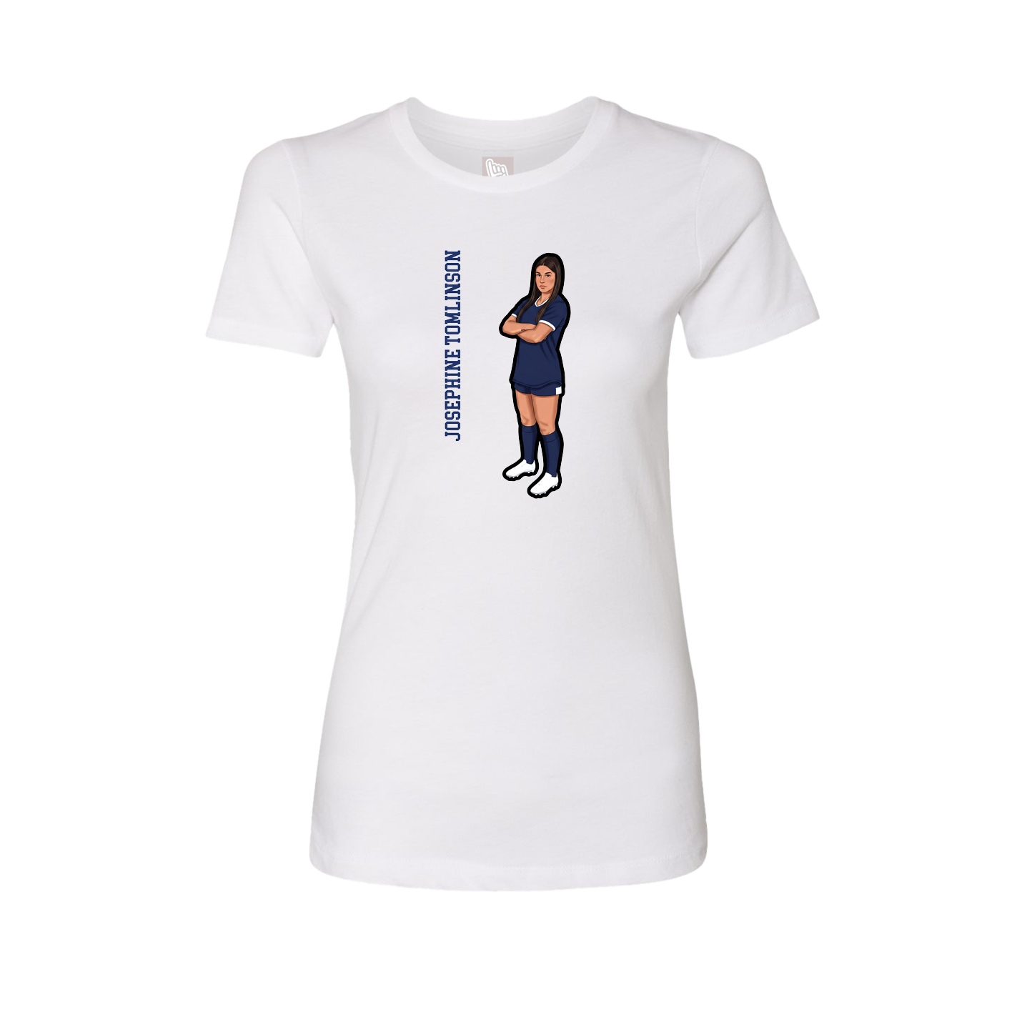 Fitted Women's Tee — Name Vertical in White