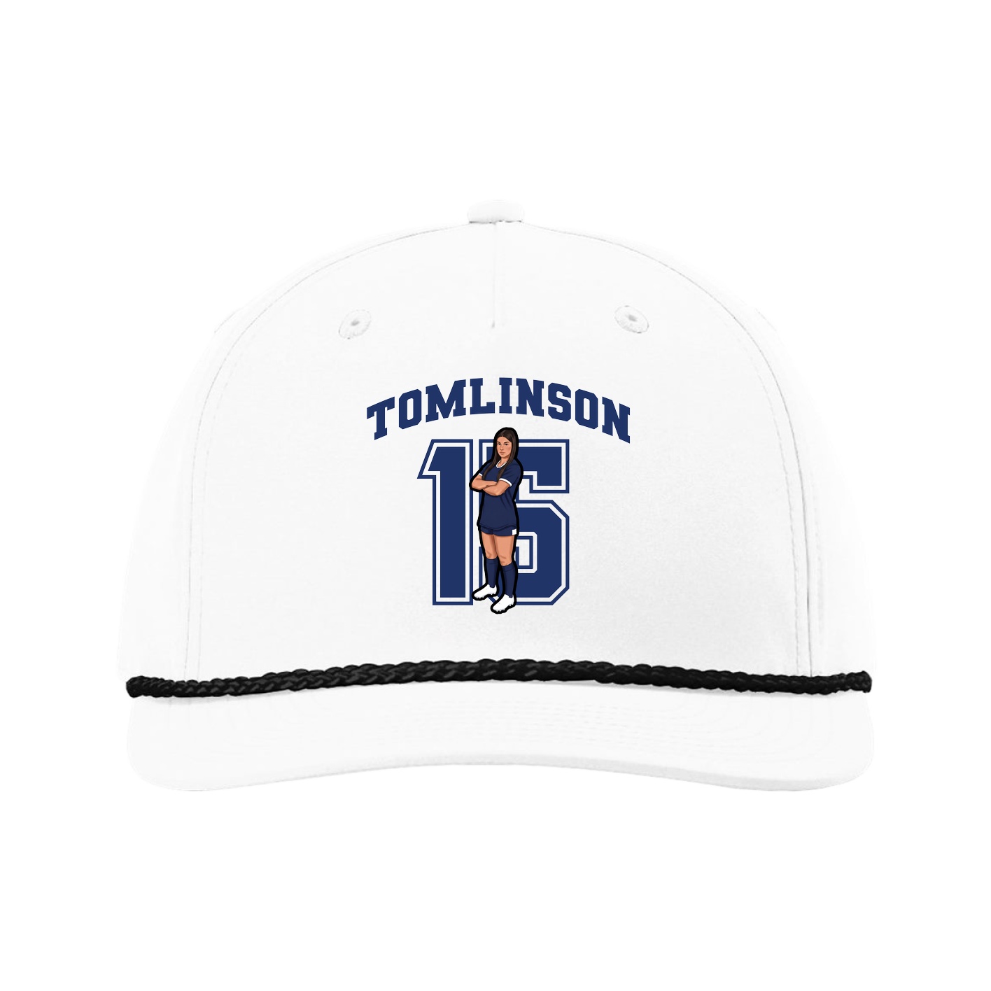 Five-Panel Classic Rope Cap — Number in White