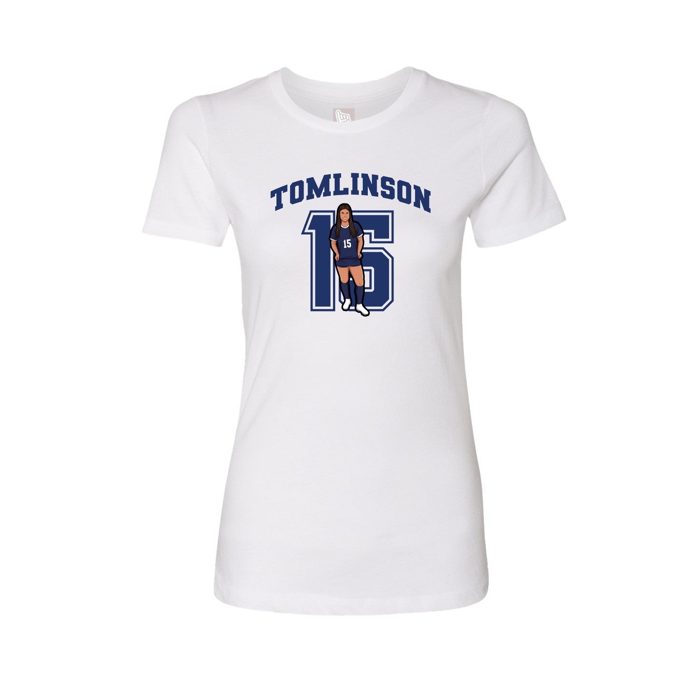 Fitted Women's Tee — Number in White