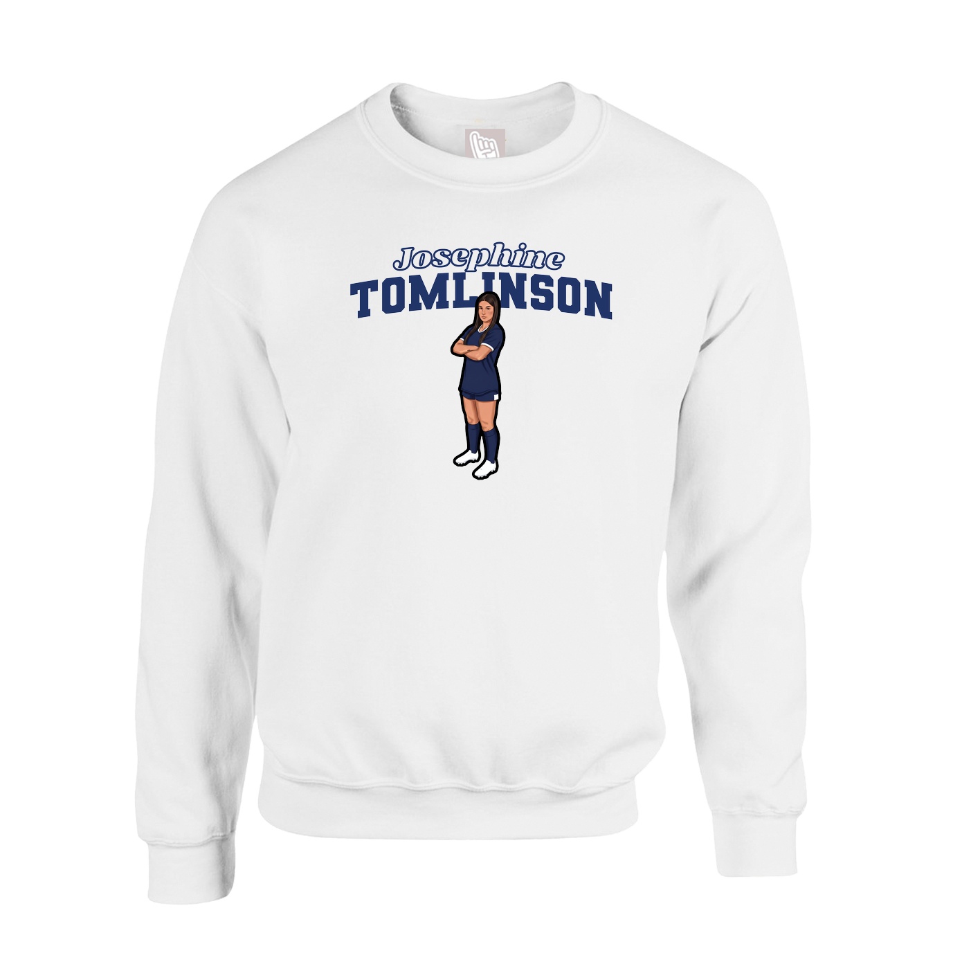 Fleece Crew — Name Arch in White