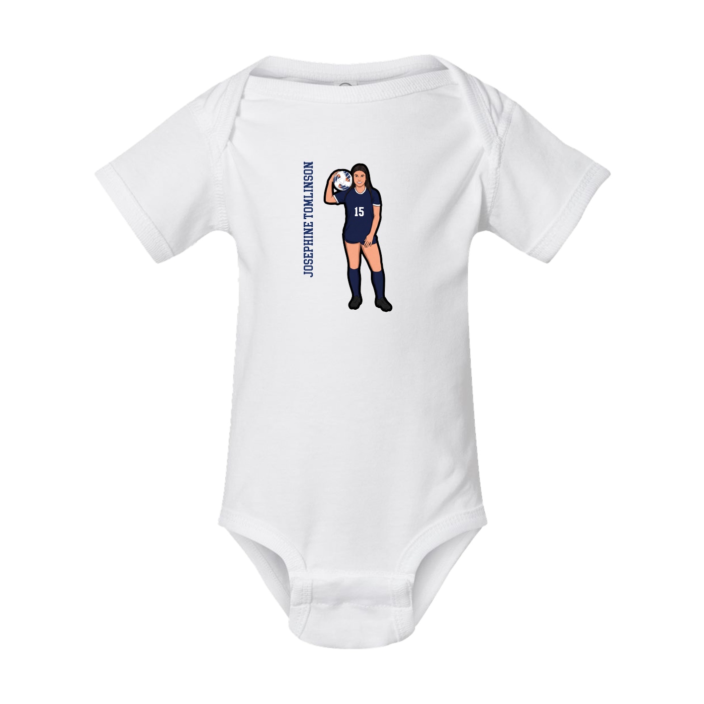 Baby Onesie — Name Vertical in White