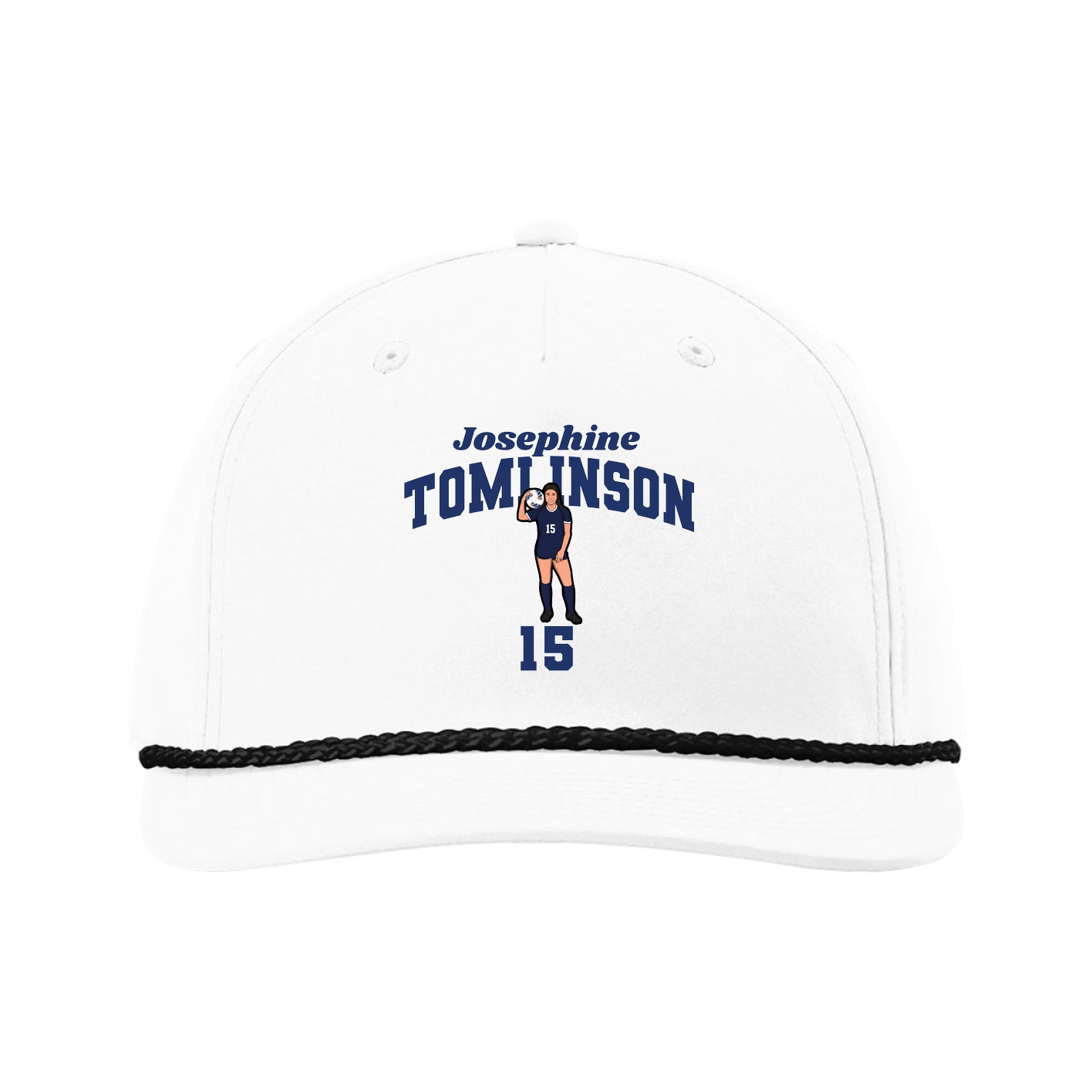 Five-Panel Classic Rope Cap — Signature Arch in White