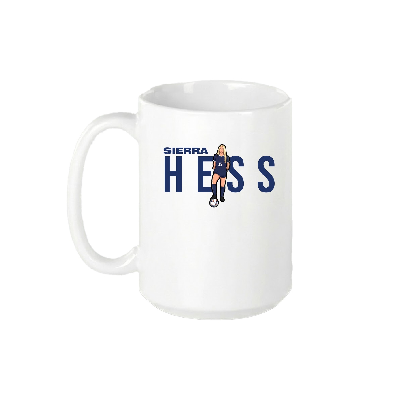 15oz Coffee Mug — Player Name in White