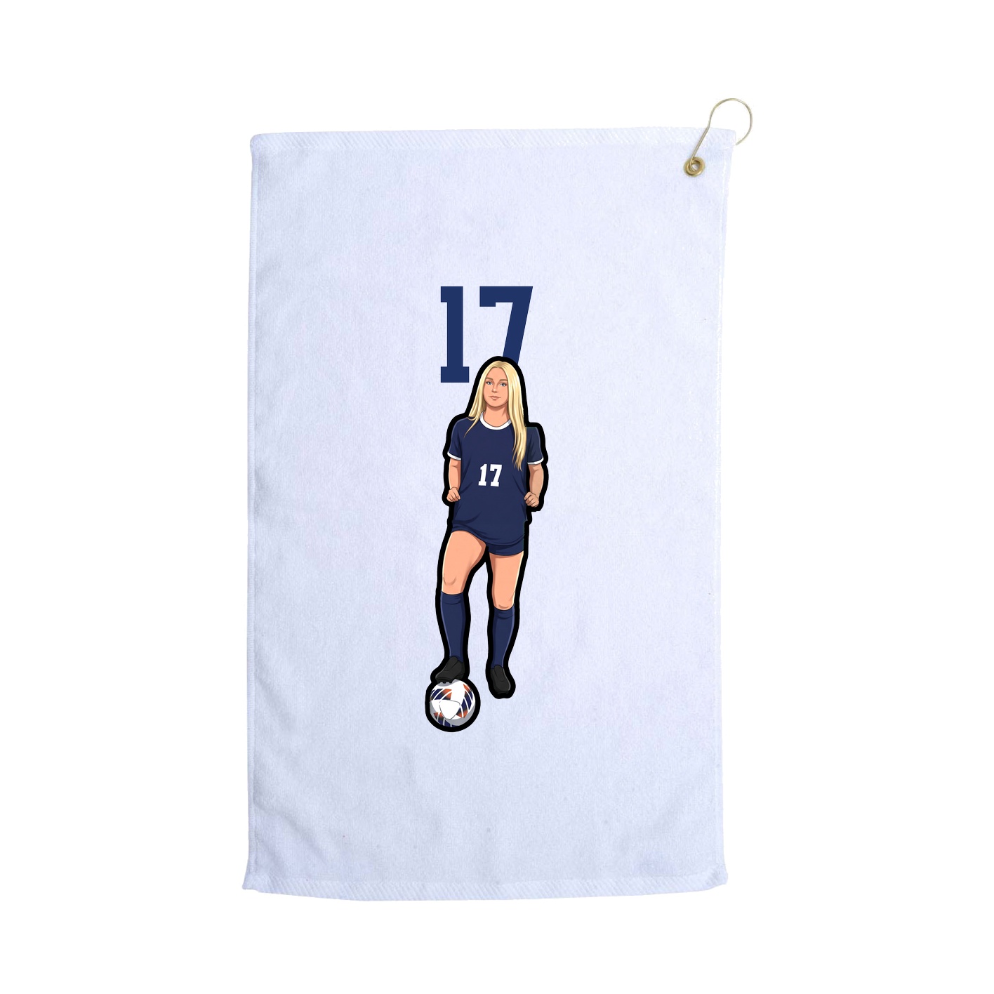 Golf Towel — Number Top in White