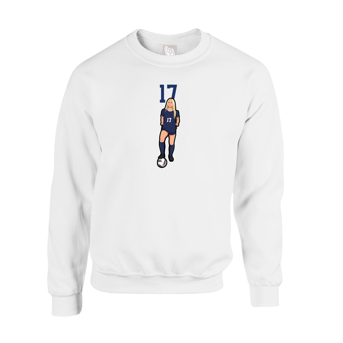 Fleece Crew — Number Top in White
