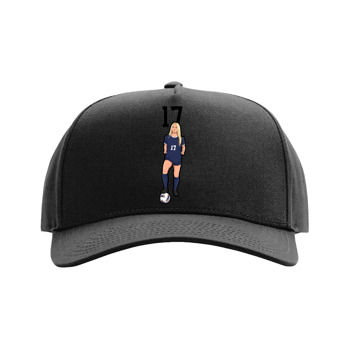Full Fabric Five-Panel Champ Cap — Number Top in Black