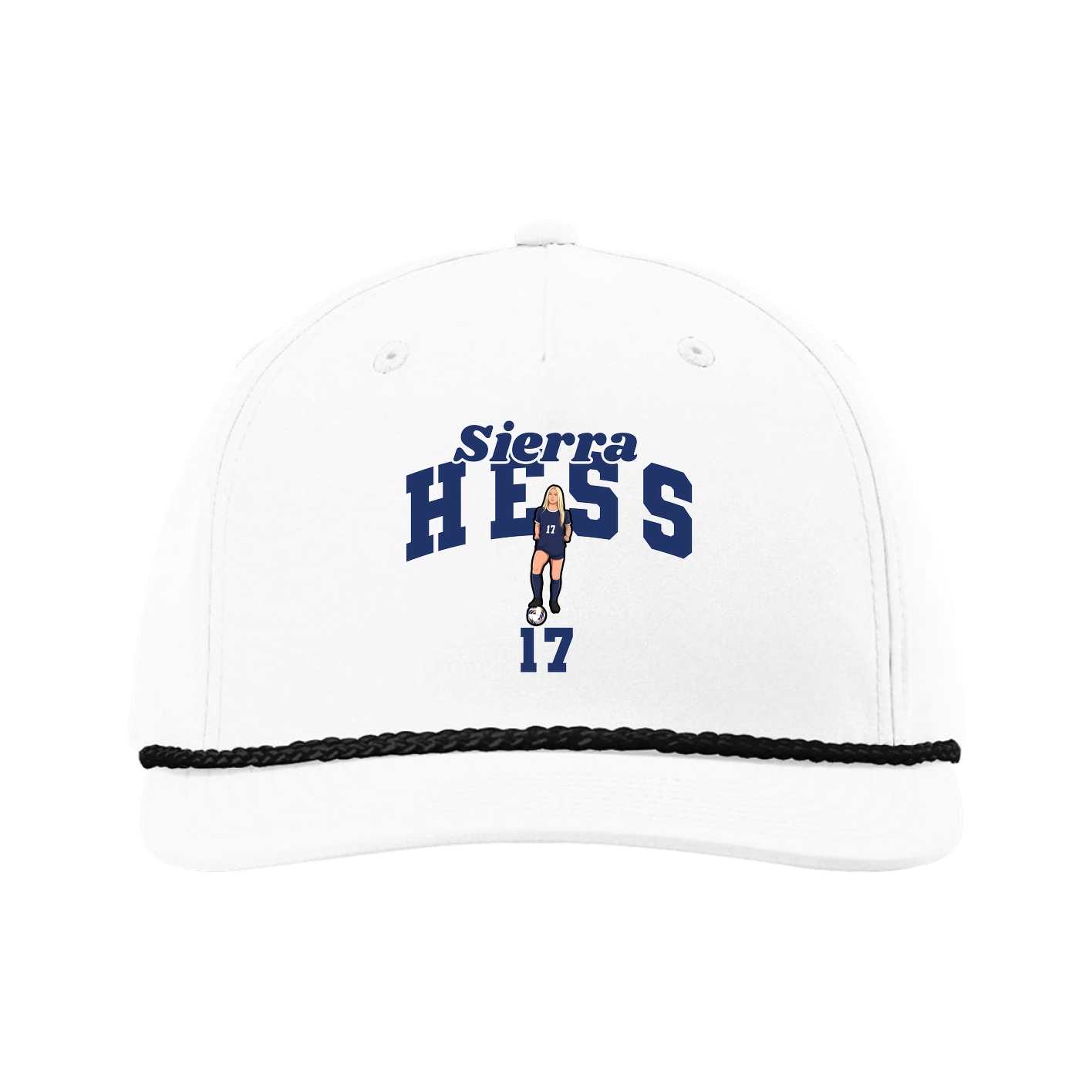 Five-Panel Classic Rope Cap — Signature Arch in White