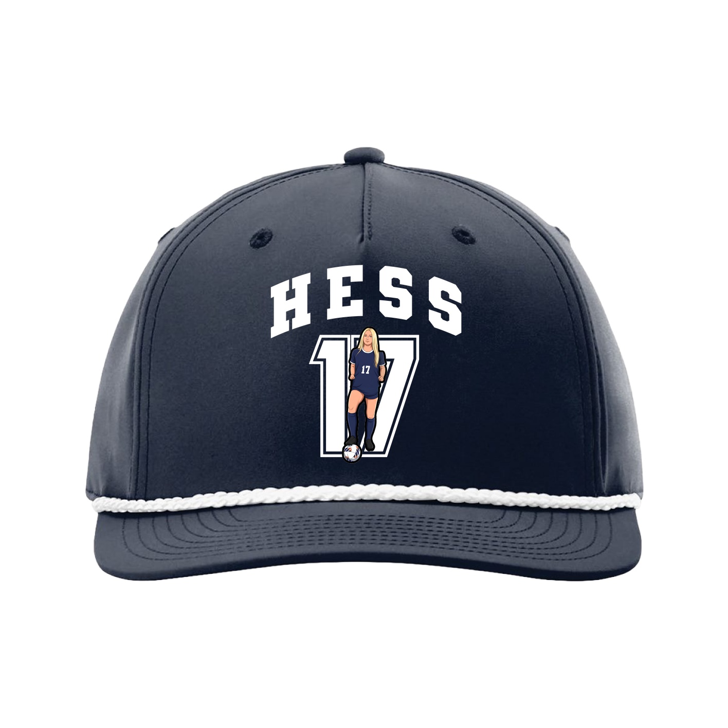 Five-Panel Classic Rope Cap — Number in Navy
