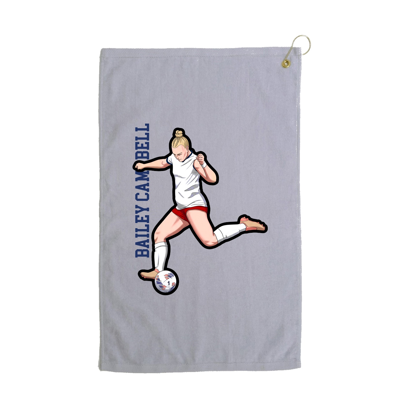 Golf Towel — Name Vertical in Grey