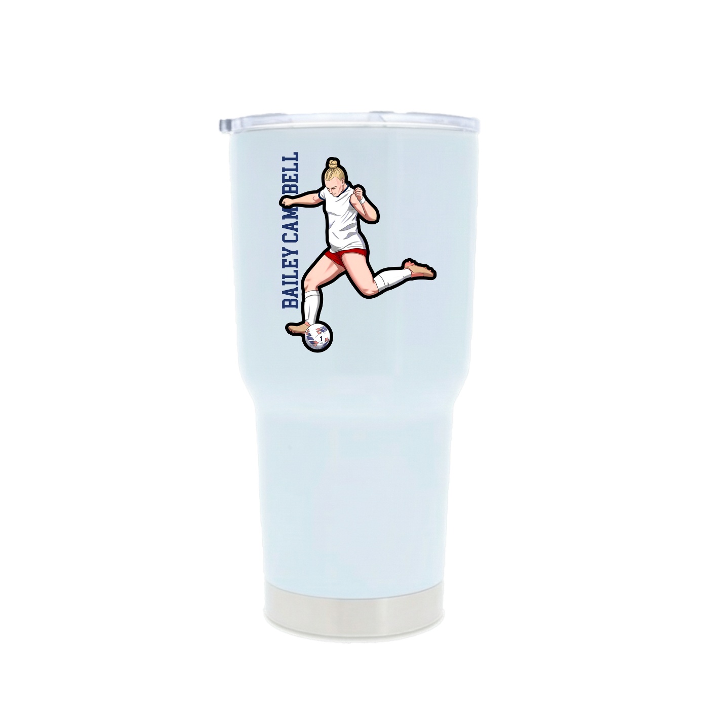 30oz Stainless Steel Tumbler — Name Vertical in White