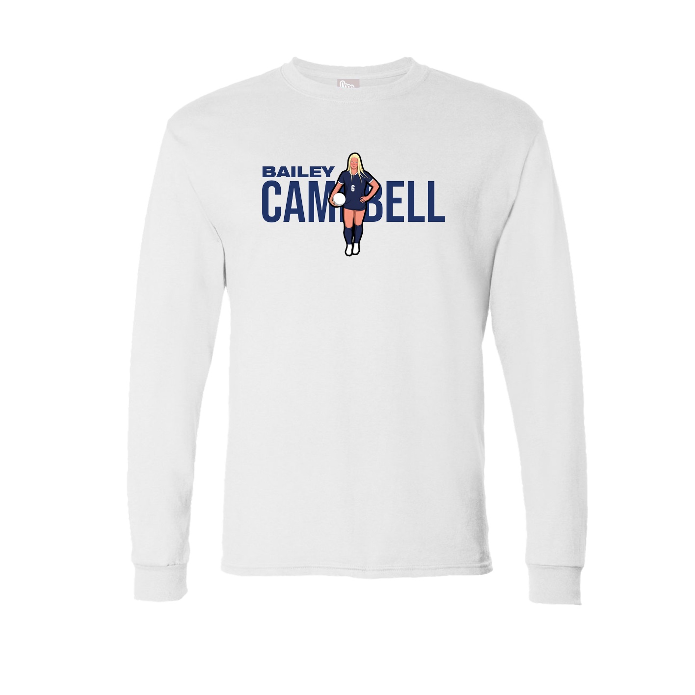 Long Sleeve Tee — Player Name in White