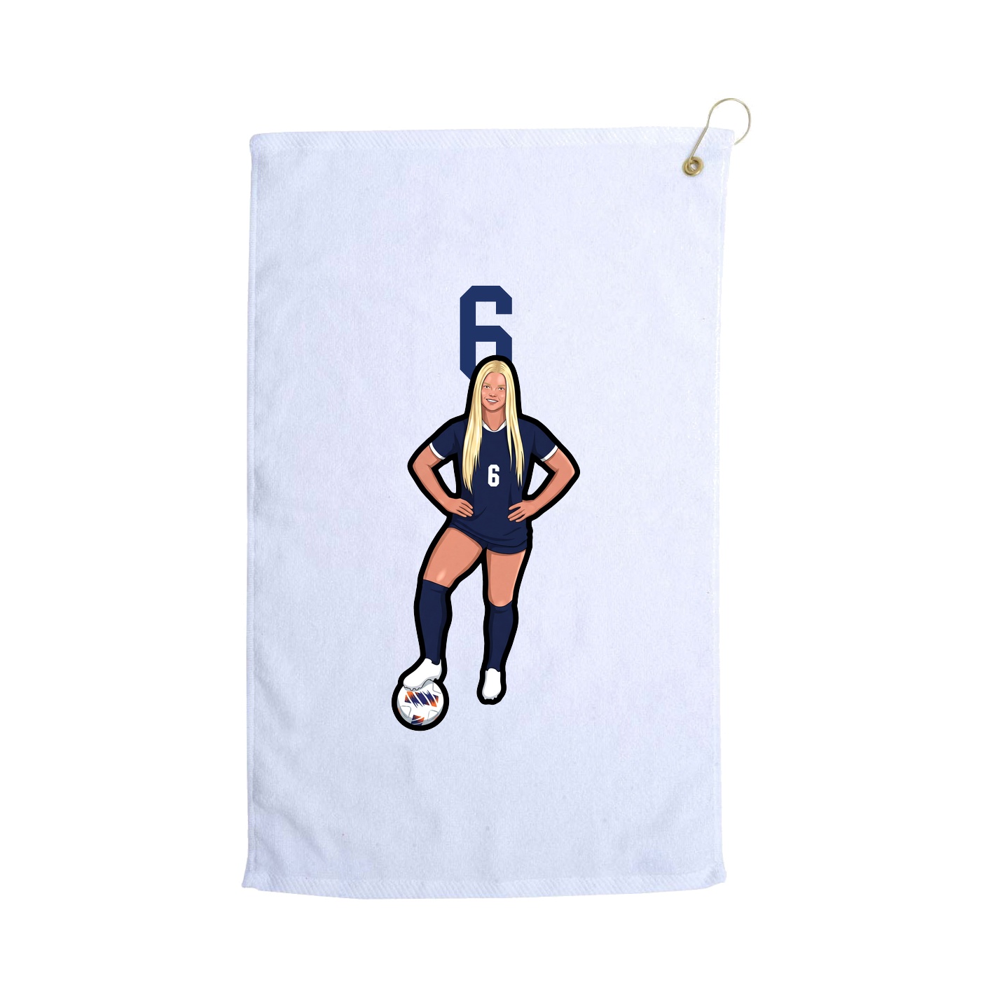 Golf Towel — Number Top in White