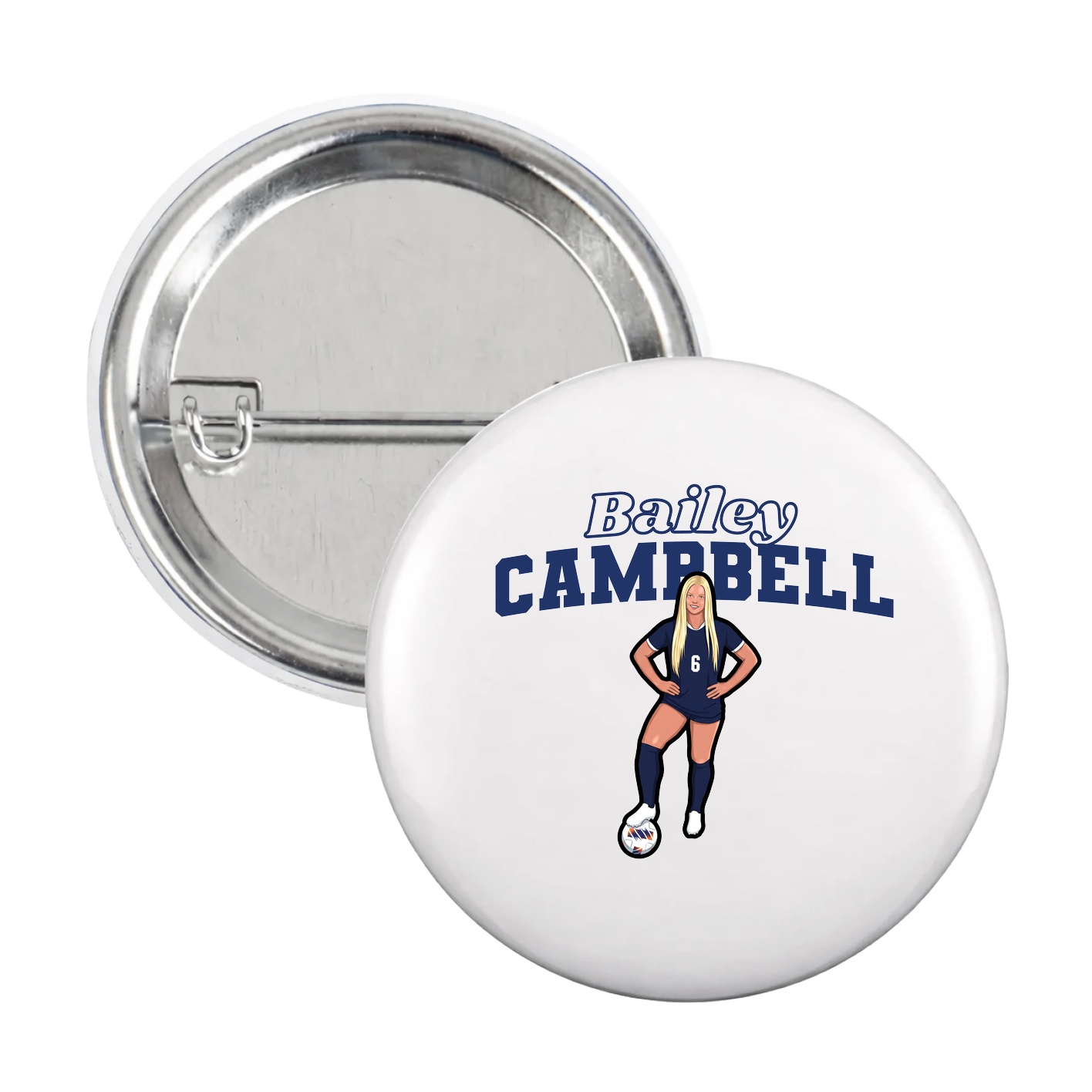Game Day Button — Name Arch in White
