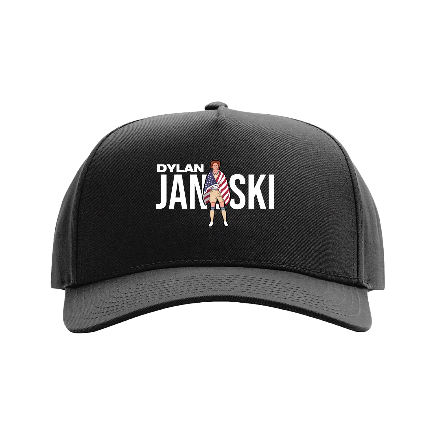 Full Fabric Five-Panel Champ Cap — Player Name in Black