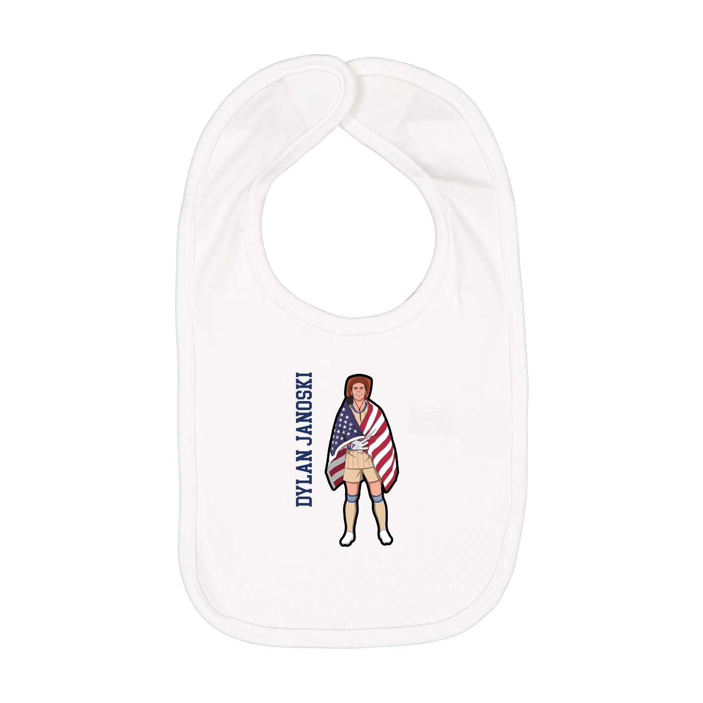 Infant Bib — Name Vertical in White
