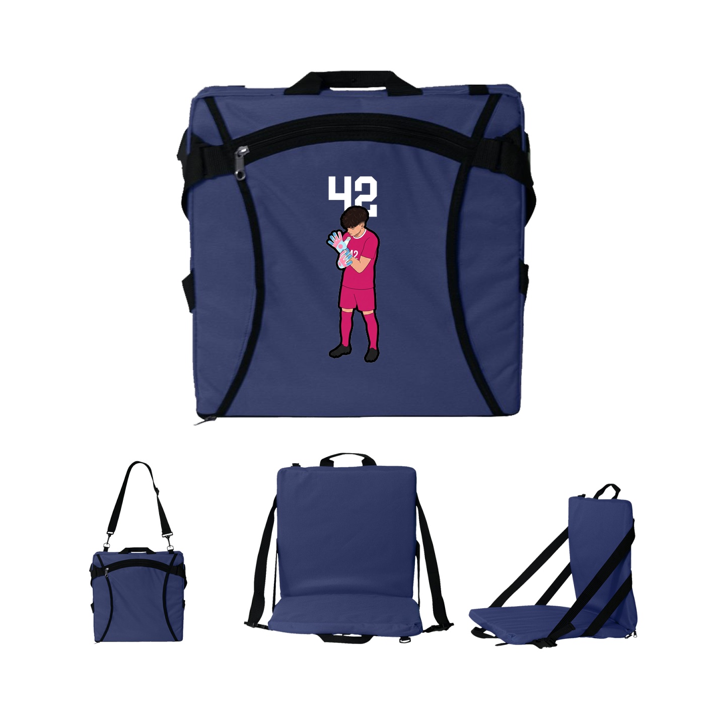 Folding Stadium Seat — Number Top in Navy