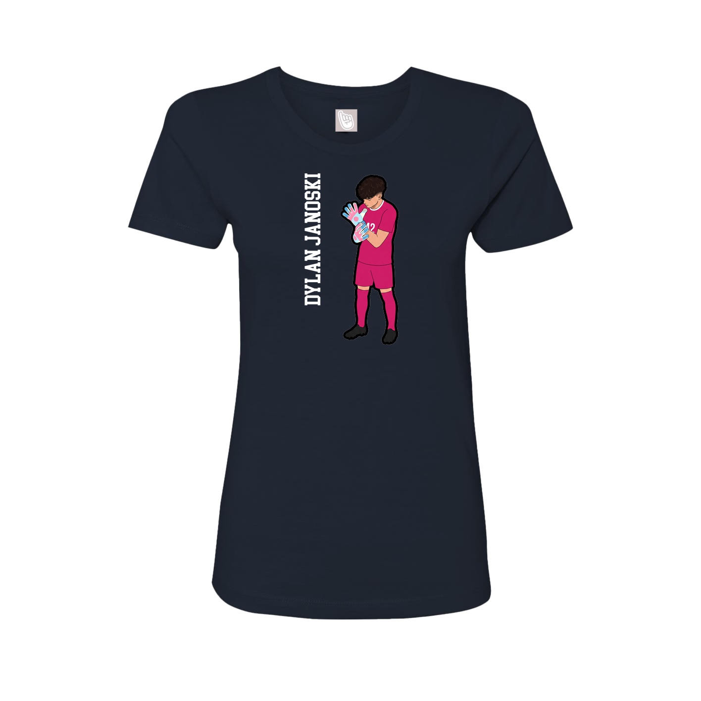 Fitted Women's Tee — Name Vertical in Navy