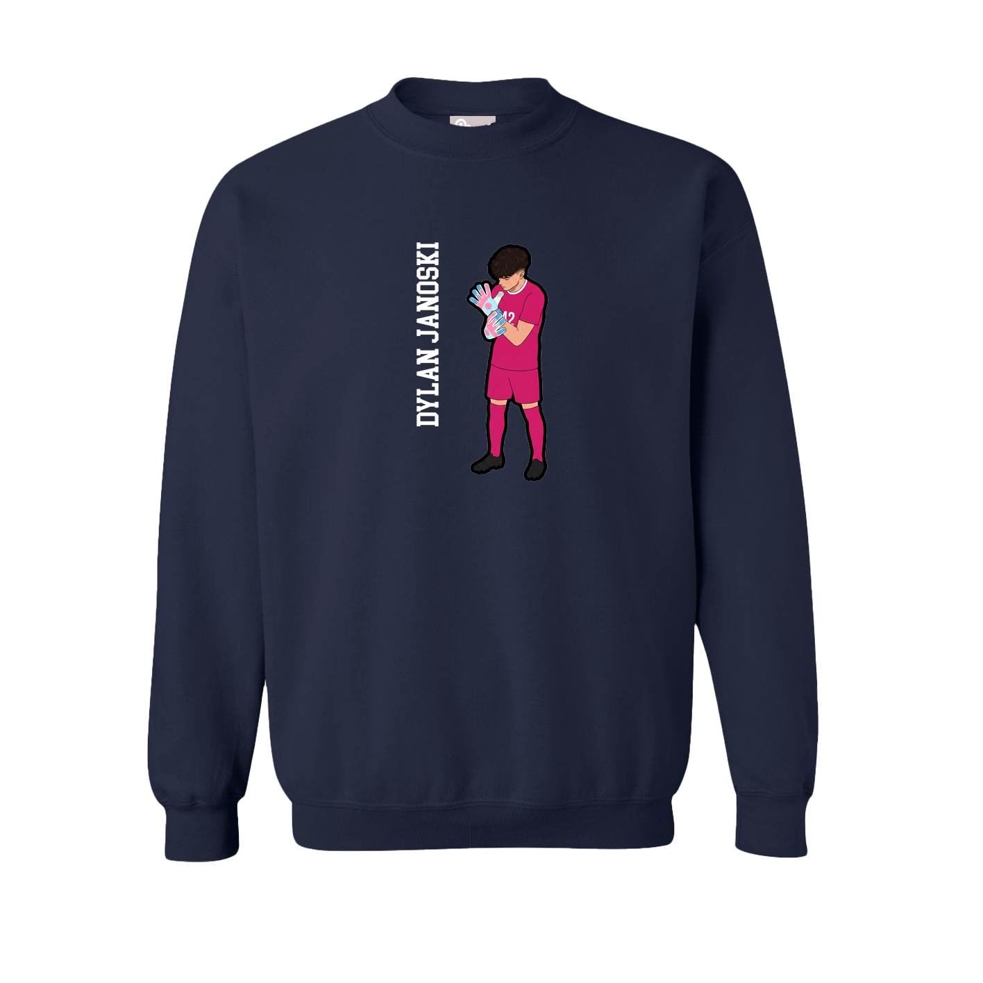 Fleece Crew — Name Vertical in Navy
