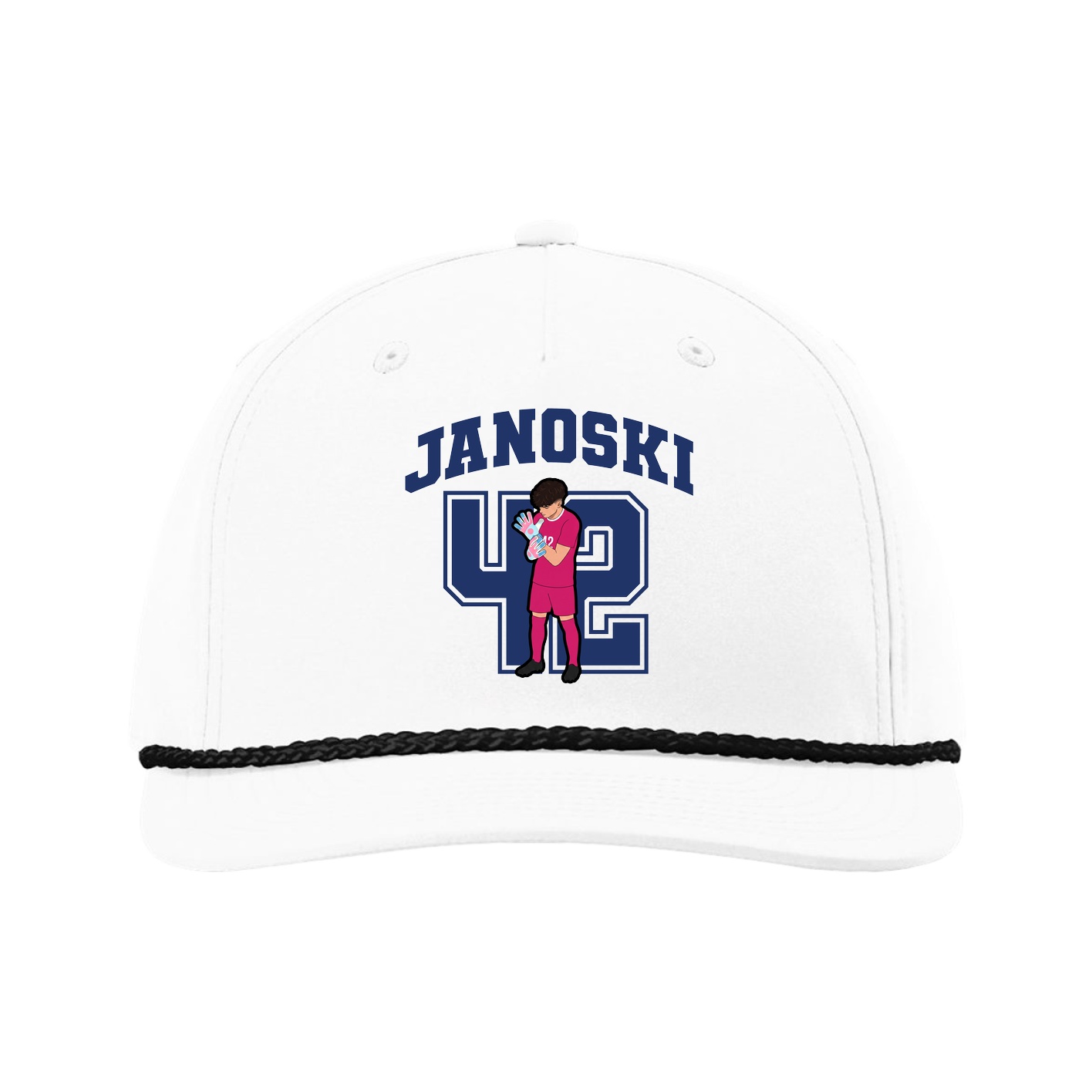 Five-Panel Classic Rope Cap — Number in White